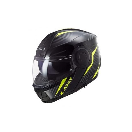 Casco para Moto Abatible LS2 SCOPE Negro-Amarillo Fluo FF902