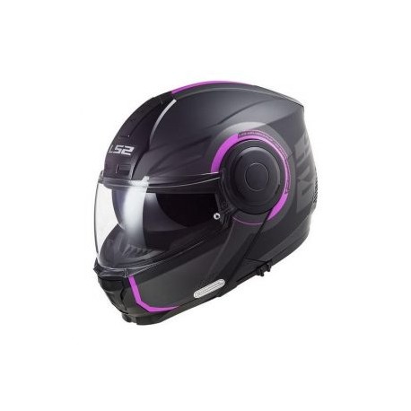 Casco para Moto Abatible LS2 SCOPE Mujer Titanium-Rosa Mate FF902