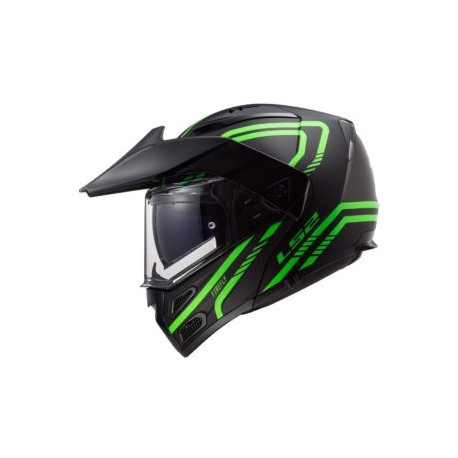 Casco Abatible LS2 METRO EVO FIREFLY Negro Mate-Verde FF324