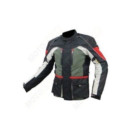 Chamarra Para Moto R7-229 Negra-Rojo-Gris