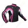 Chamarra Para Moto Mujer R7-408 Negra-Blanco-Rosa