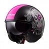 Casco Abierto LS2 Spitfire Negro-Rosa BOBBER VINTAGE OF599