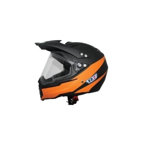 Casco Moto Doble Propósito City R7 Racing R7 Negro Mate/Naranja